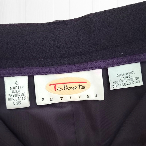 Talbots Women's Vintage Purple Pleated Wool Straight Leg Pants Size 4 Petite - Picture 10 of 12